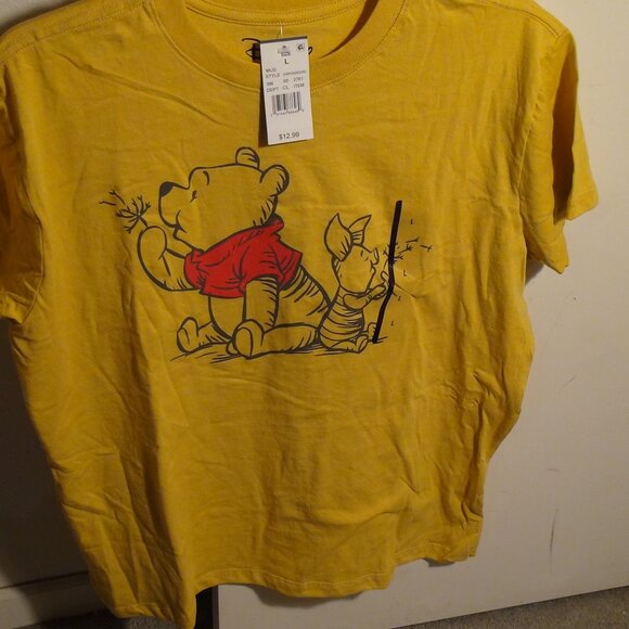 Disney Winnie the Pooh and Piglet T-shirt Yellow Women's Large - Picture 2 of 16